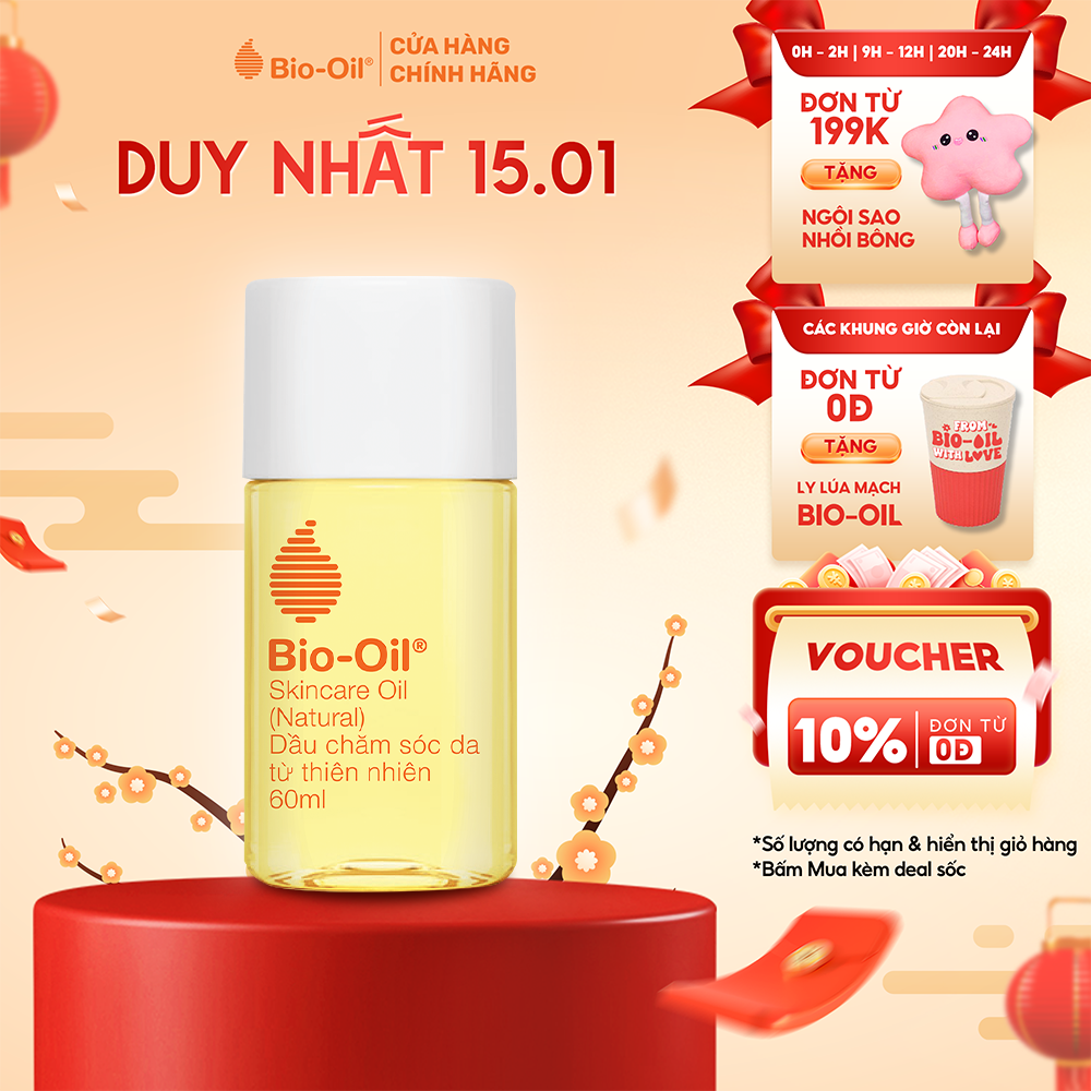 Dầu chăm sóc da từ Thiên Nhiên giúp giảm rạn dạ, mờ sẹo cho da nhạy cảm - BIO-OIL SKINCARE OIL (NATURAL) (chai 60ml)