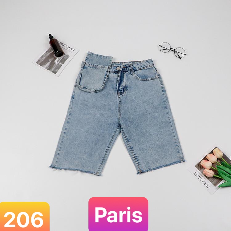 QUẦN SHORT SỌT JEAN LỬNG KIỂU NGỐ NỮ CHẤT BÒ XÁM TÚI HỘP NHẬT BẢN HOKKAIDO LƯNG CAO NÂNG MÔNG PR-206 - PARIS FASHION