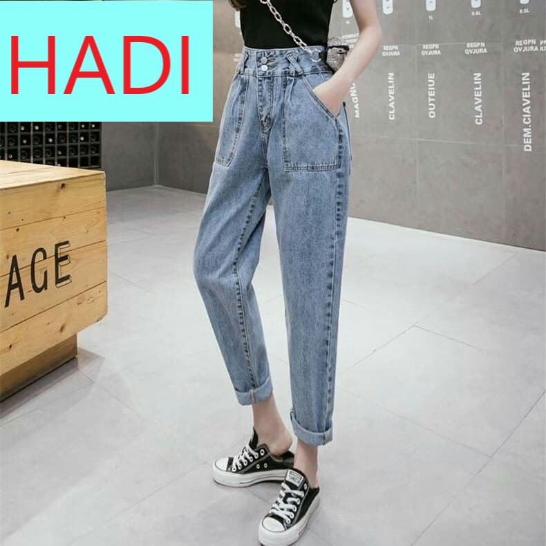 [ FREESHIP, NGÂU ] QUẦN BAGGY JEAN NỮ LƯNG CAO MÀU XANH NHẠT CAO CẤP HADI 2 TÚI HỘP TRƯỚC PHỐI ĐĨA CHÉO LẠ CHẤT NGẤT SIÊU HOT ĐỜI