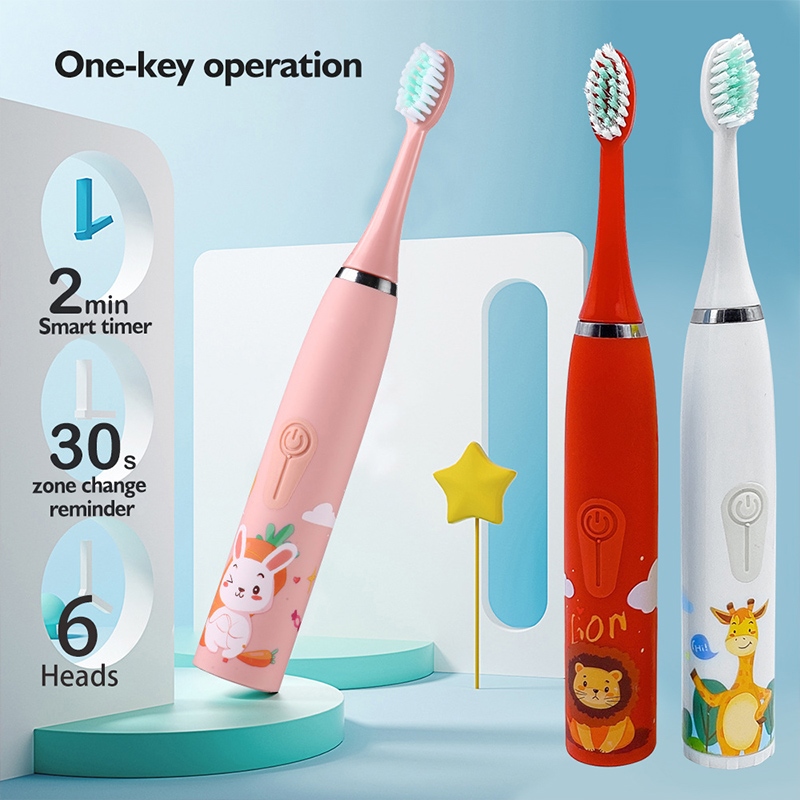 hot【DT】♚▬  Children Cartoon Kids Electric Toothbrush With Replace Brush