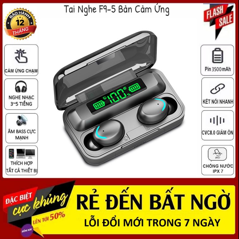 [ Mẫu Mới ] Tai Nghe Bluetooth Không Dây AMOI Plus F95 Pin Siêu Trâu Dock Sạc 3500 mAh- Tai nghe bluetooth pin trâu - Tai nghe nhét tai không dây bluetooth, Tai nghe bluetooth mini - Tai nghe i7s, i9s, i11s, Amoi f9