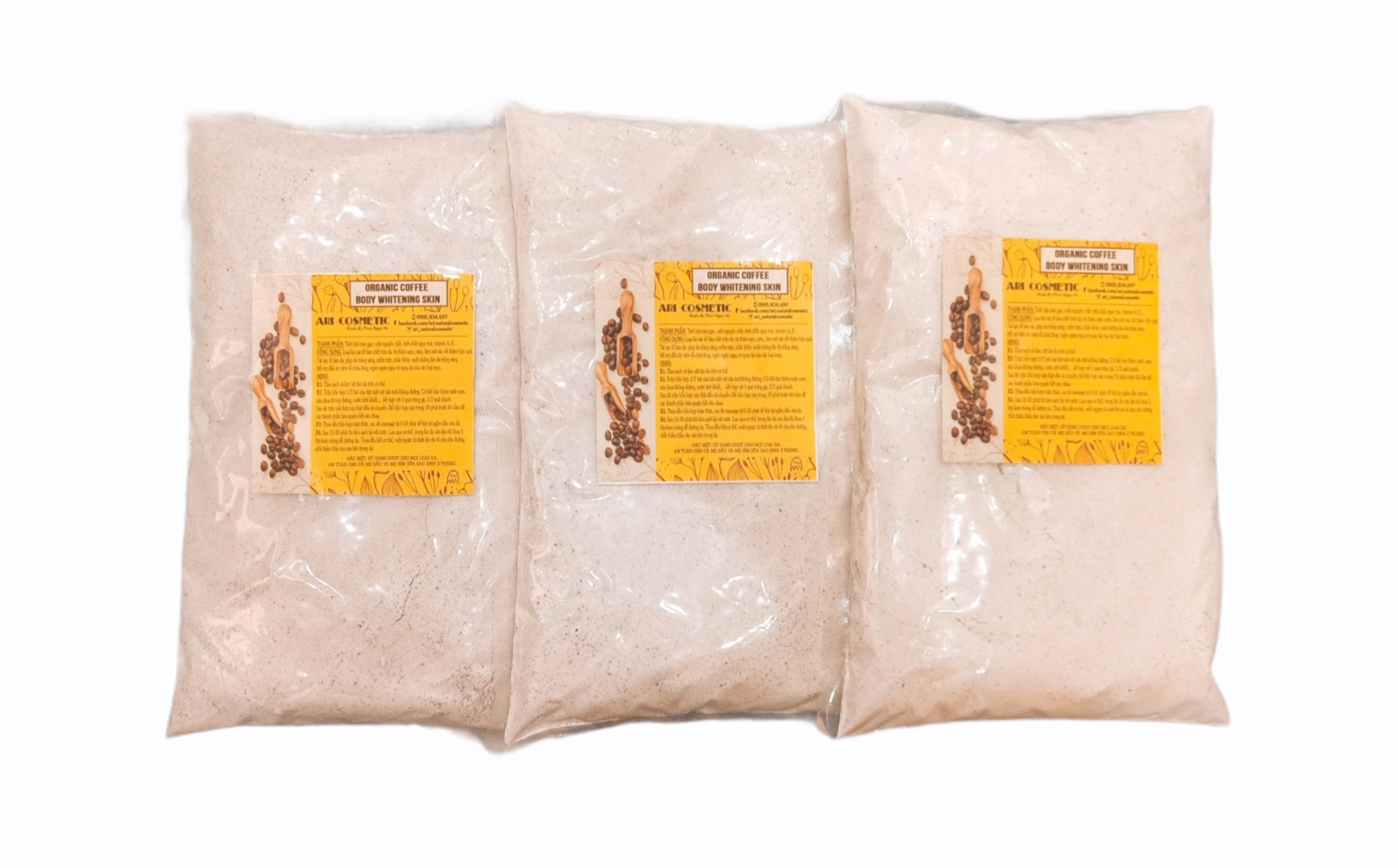Combo 3 gói lớn 1kg bột tắm trắng cafe sữa non - siêu lợi, siêu tiết kiệm