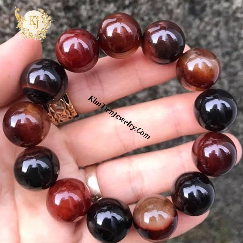 Vòng Tay Phong Thủy Nam Đá  Mã Não Tứ Quý Size 14 ly và 16 ly -  Tặng Kèm Dây, Đá Dự Phòng  - Hộp Nhung Đỏ - Bảo Hành Trọn Đời