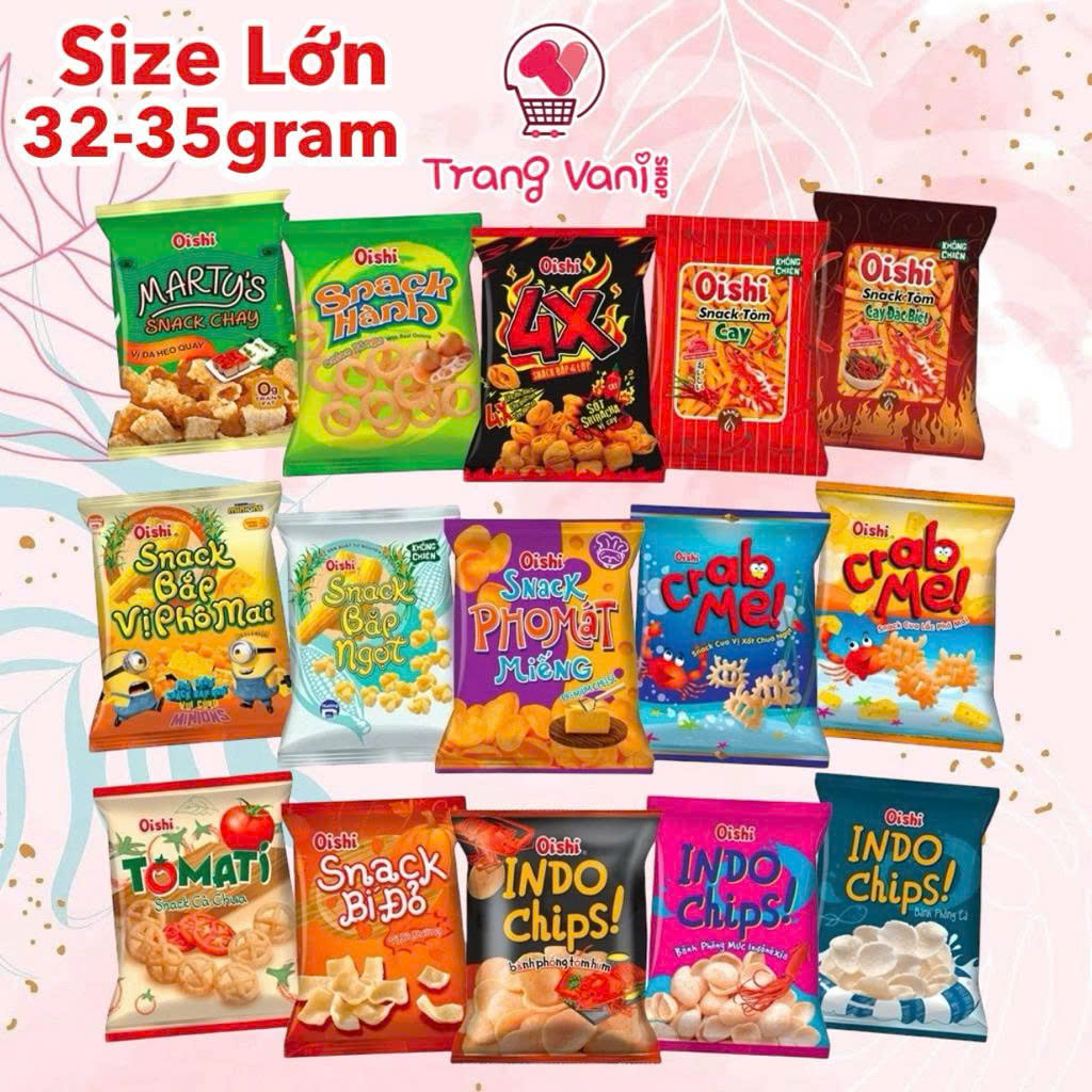 [SIZE LỚN LỐC 10 BỊCH] Snack Oishi LỚN Đủ Vị Size 32-35gram