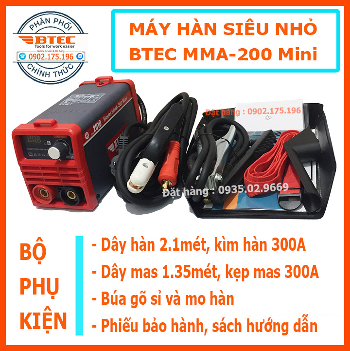 Máy hàn điện tử siêu mini btec mma-200mini