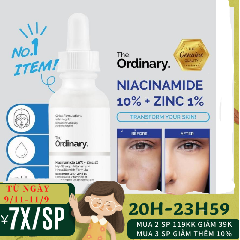 [HCM]【Ready Stock】Tinh chất The Ordinary Niacinamide 10% + Zinc 1% serum sáng da thu nhỏ lỗ chân lông.nám tàn nhang