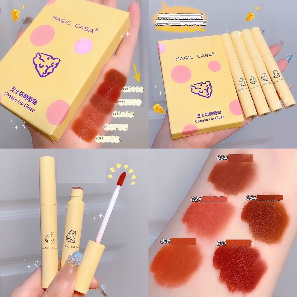 Set 5 son kem lì phô mai vàng magic casa pvn3717