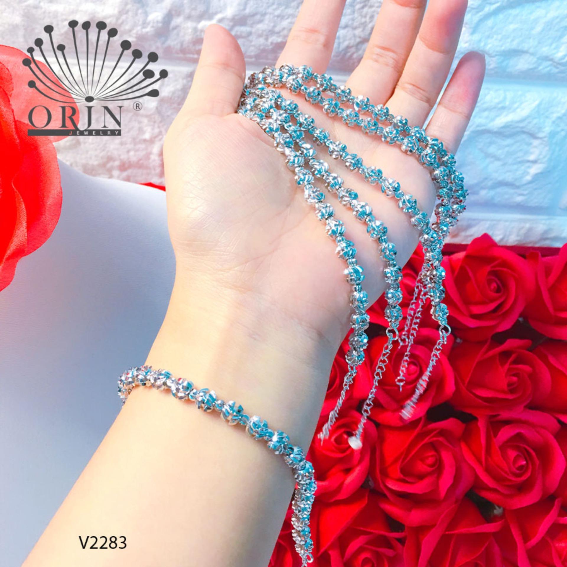 Vòng tay nữ vòng bi lắc bi bạc trắng thiết kế cao cấp Orin V2283 - Long Tien