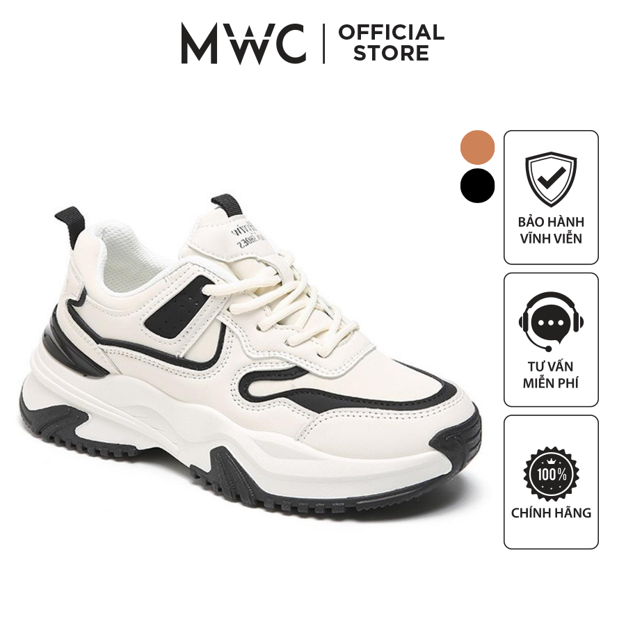 Giày thể thao nữ mwc 0776 - giày thể thao nữ đế cao sneaker da siêu êm chân đế độn 4cm hot trend