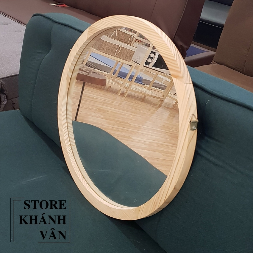 Gương Tròn Treo Tường Khung Gỗ Tự Nhiên Cao Cấp D60 - Gương tròn cao cấp D60 - Gương tròn khung gỗ tự nhiên D60 - Gương tròn trang trí treo tường D60 - sản phẩm có kèm vít treo tường - Gương tròn D60 - Khánh Vân Store