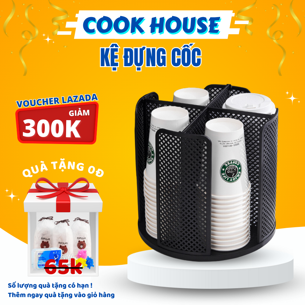 Kệ đựng ly, cốc nhựa chia ngăn xoay 360 độ, giá để cốc cà phê, kệ ly nhựa, đựng trà sữa chất liệu nhựa ps cao cấp kz360