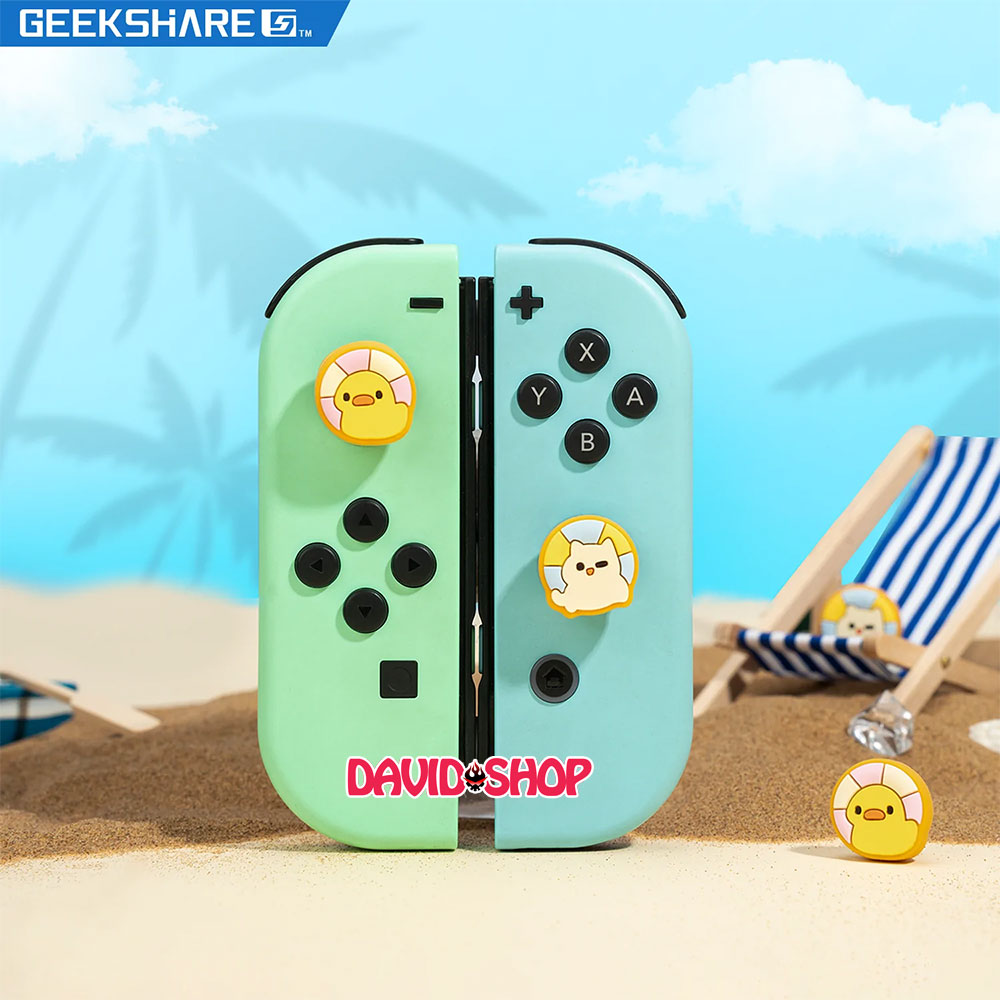 Núm bọc analog mèo vịt đi bơi cho joy-con - nintendo switch oled, v1, v2, lite