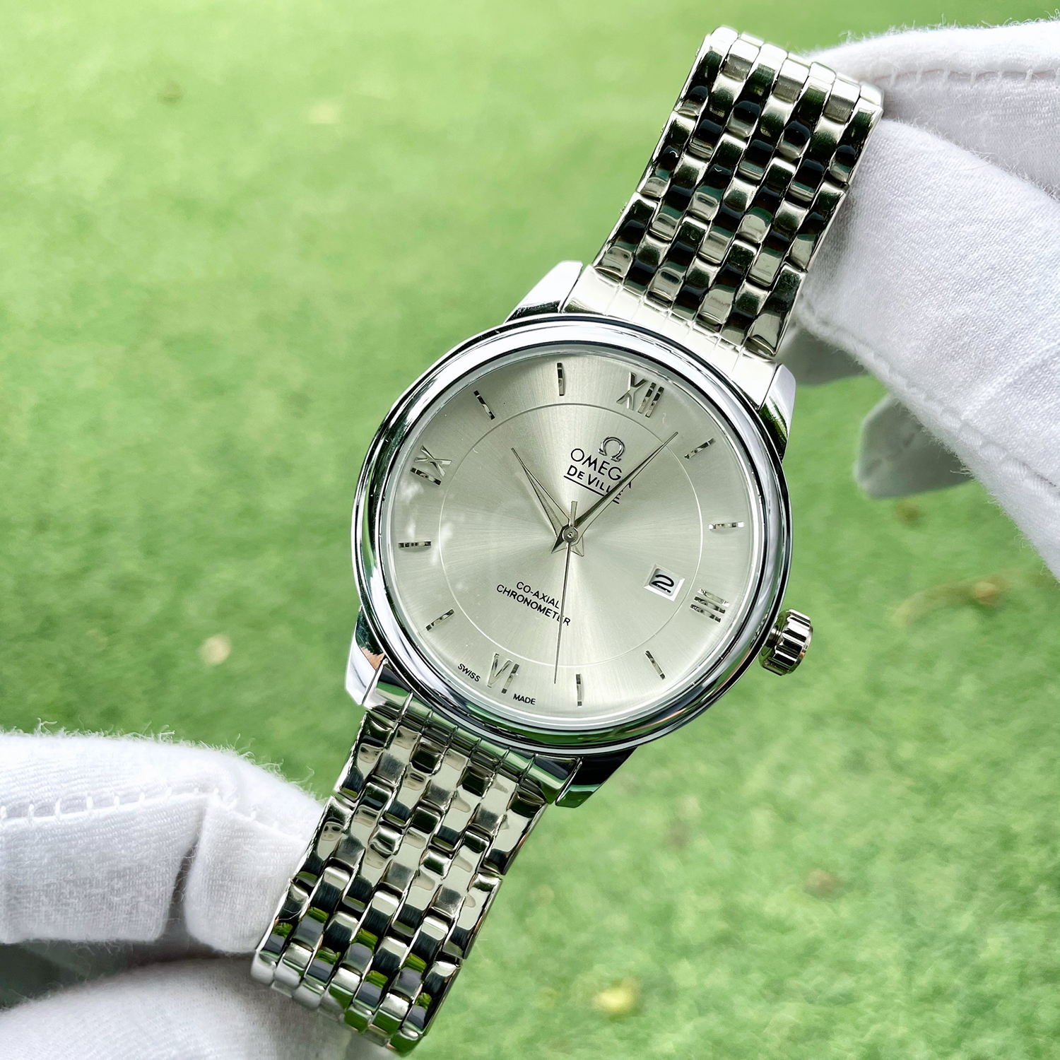 Đồng Hồ Nam DeVille dây thép đặc thiết kế màu trắng BẠC sang trọng. ( Tặng 2 PIN dự phòng + Hộp + Thẻ Điện Thoại )