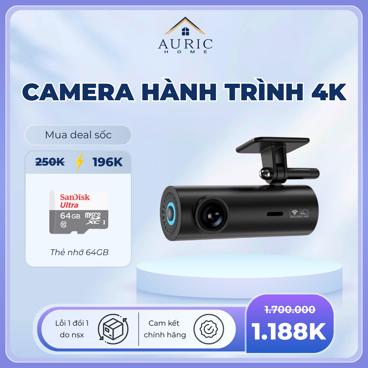 Camera Hành Trình KAW, Camera Full HD 4K, Hình Ảnh Siêu Nét Cảnh Báo Va Chạm, Ghi âm , Góc Quay Rộng