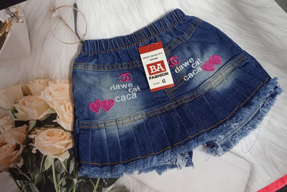 Quần váy jean co giãn cho bé gái