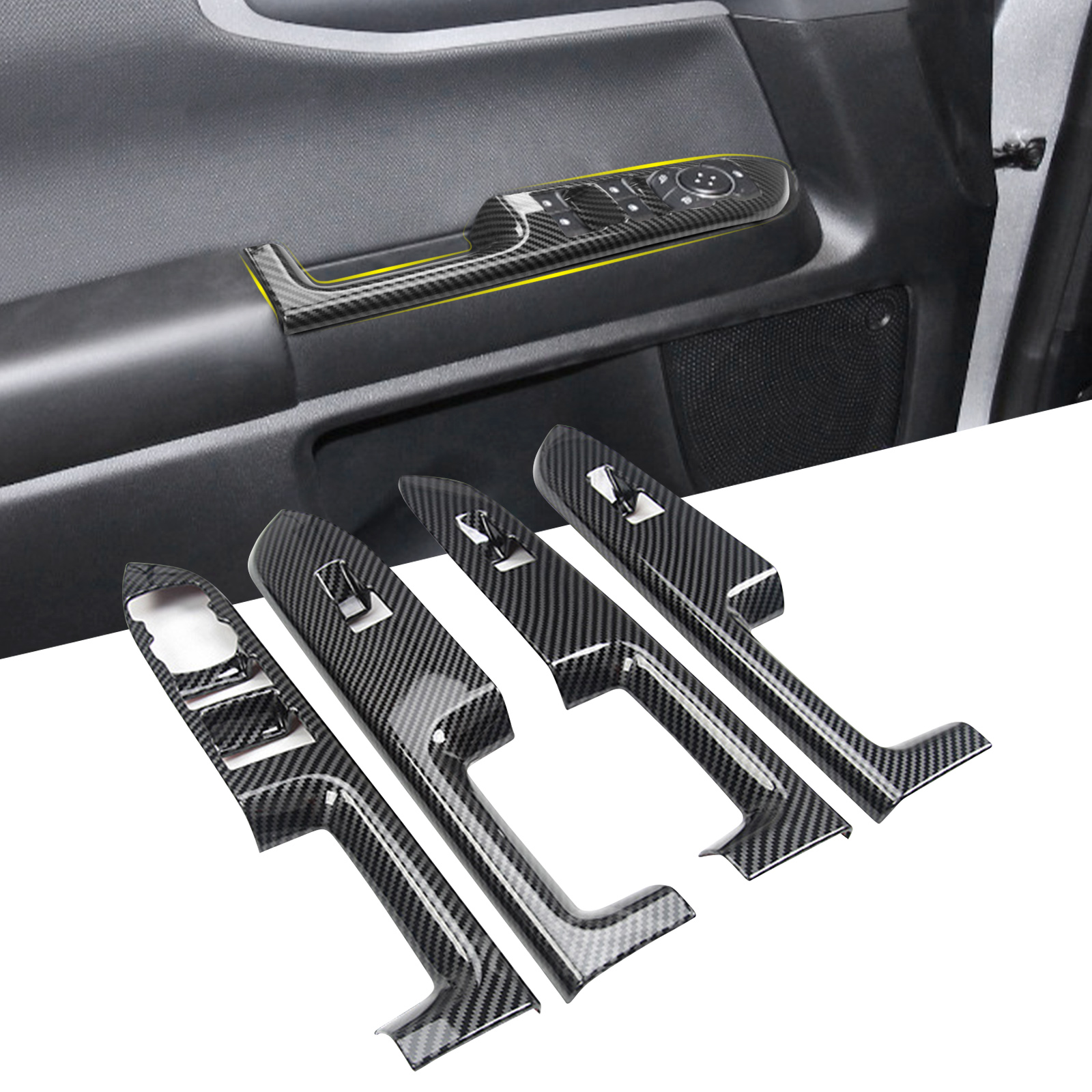 Lfotpp xe sợi Carbon Bảng điều chỉnh bìa cho Bronco thể thao CX430 2021 2022 cửa tay vịn nút tự động Nội Thất Phong Cách Phụ Kiện 4 cái