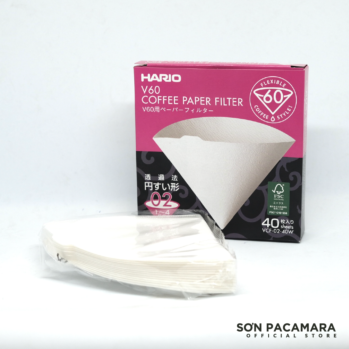 Giấy lọc cà phê HARIO V60 40 tờ (size 02, màu trắng)  - V60-40