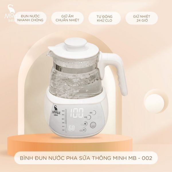 Máy đun nước siêu tốc moaz bebe mb-002 hâm nước pha sữa điều chỉnh hiển thị nhiệt độ mong muốn 24h dung tích 1000ml bh 12 tháng trên toàn quốc
