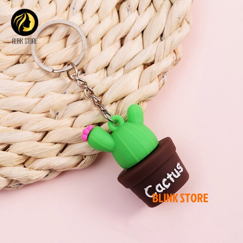 Móc chìa khóa hình cây xương rồng may mắn dùng cho khóa xe máy, ô tô, treo balo, túi xách chất liệu cao su mềm dẻo cực bền, phụ kiện trang trí đáng yêu, đem lại may mắn cho người sử dụng 6