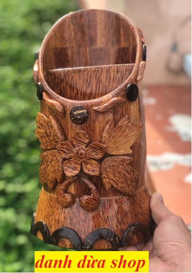 Có Video -  Ống đũa muỗng làm bằng gỗ dừa - HÀNG LOẠI 1 - mỹ nghệ gỗ dừa bến tre - DANH DỪA SHOP