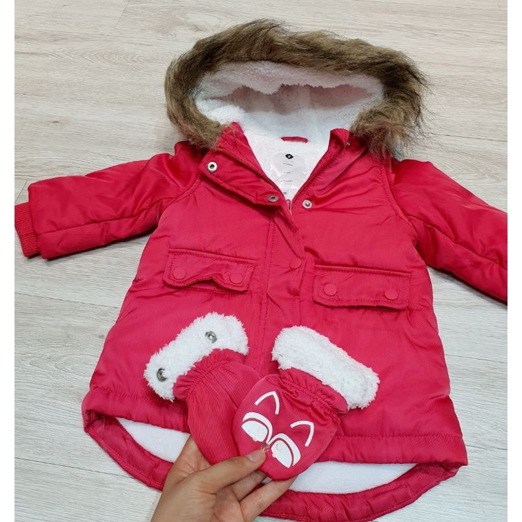 [Ảnh thật] Áo phao parka xuất dư bé gái kèm bao tay tháo rời. Bong kids