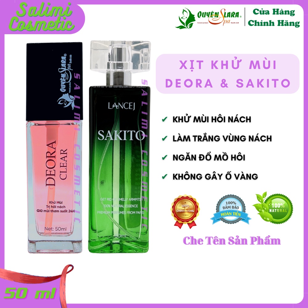 Combo 2 lọ xịt khử mùi hôi nách Deora clear và Sakito 50 ml