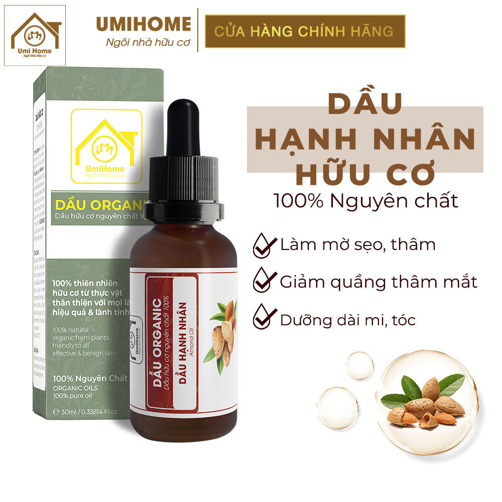Dầu hạnh nhân dưỡng da hữu cơ umihome nguyên chất | almond oil 100% organic 10ml