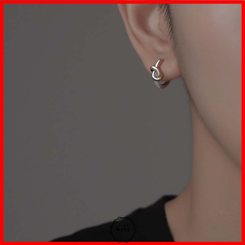 Bông tai bạc nam kiểu nút thắt Roknot – khuyên tai bạc ViVi_Gift