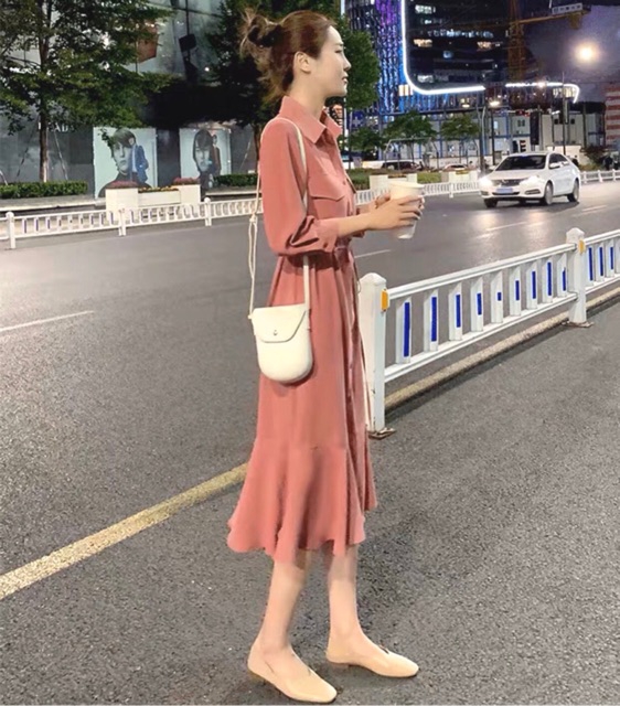 Đầm đuôi cá tay dài có túi ms10