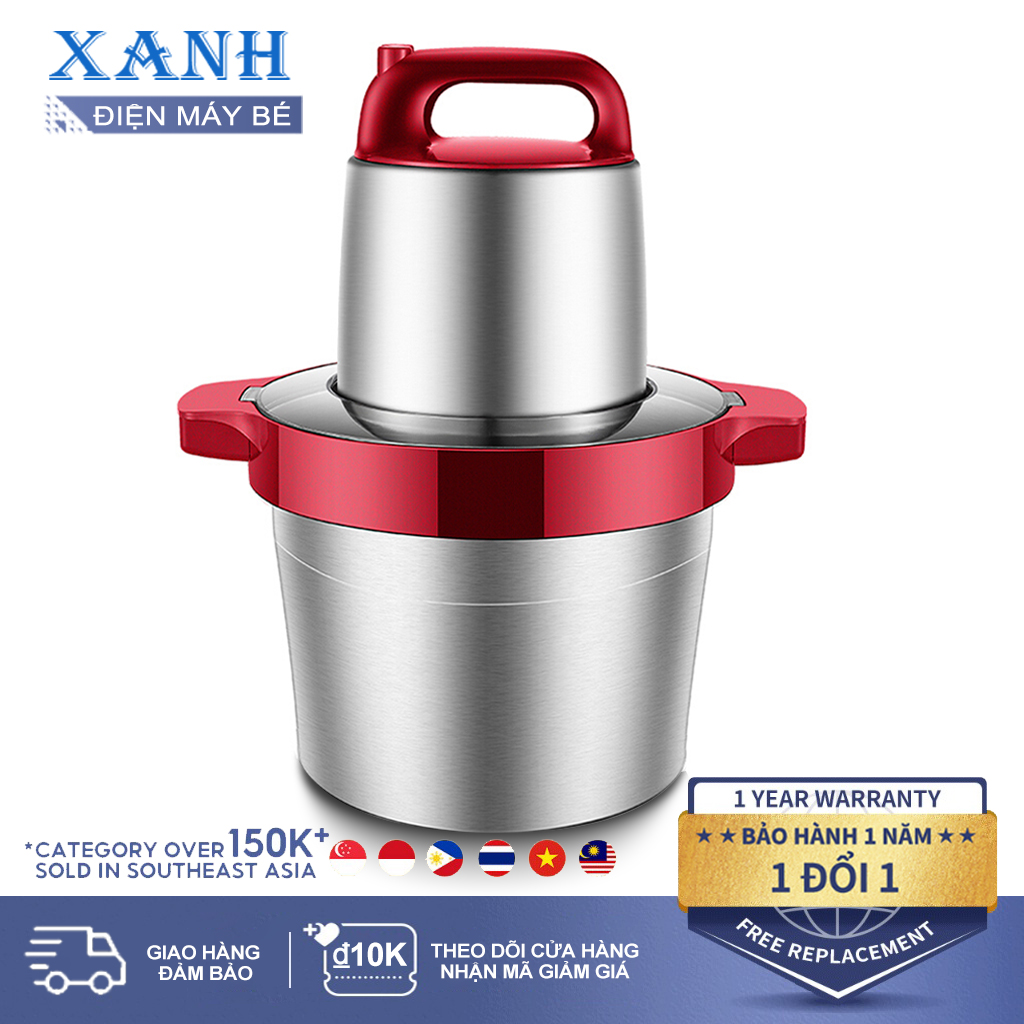 Máy xay thịt 6 Lít máy xay rau củ thịt inox thép không gỉ Máy xay Nồi xay