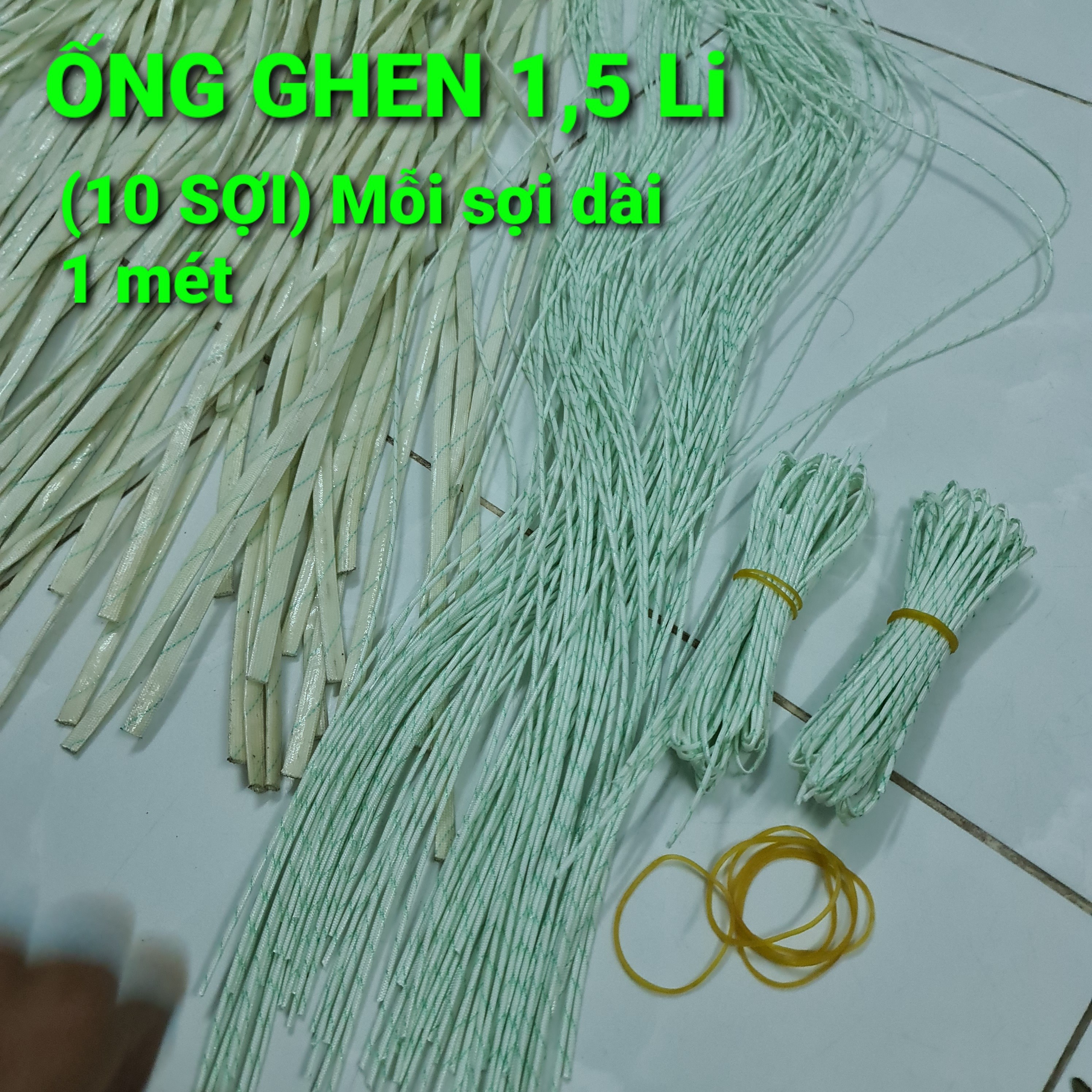 Ống ghen 1.5 li. (10 sợi, mỗi sợi dài 1 mét). Ống ghen cách điện, cách nhiệt, chống cháy. Ống ghen bọc dây điện (Đây là ống ghen cách điện, chống cháy. Không phải ống ghen co nhiệt).