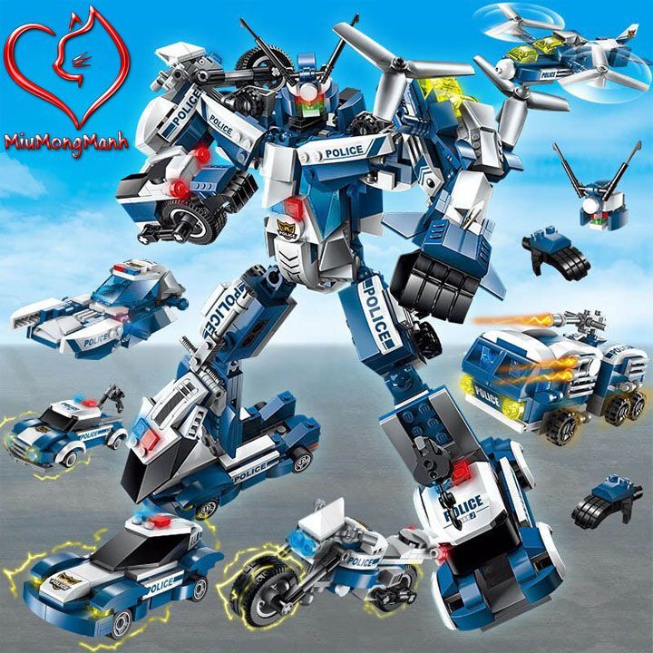 Siêu robot cảnh sát cuồng nộ 577 chi tiết 6 trong 1 non-lego enlighten qman đồ chơi lắp ráp xếp hình