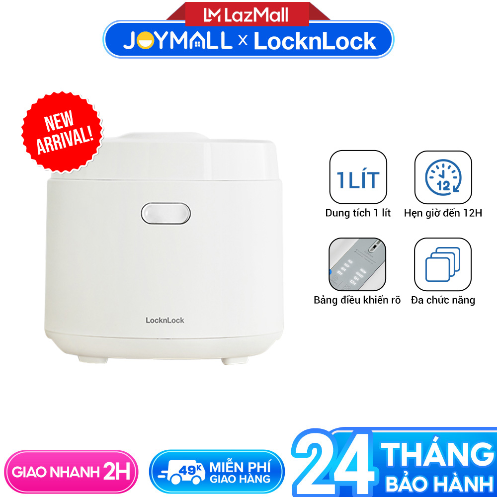 Nồi cơm điện 1L Bianco LocknLock EJR364IVY, Hàng chính hãng, Bảng điều khiển rõ, Đa chức năng, Giữ ấm - JoyMall