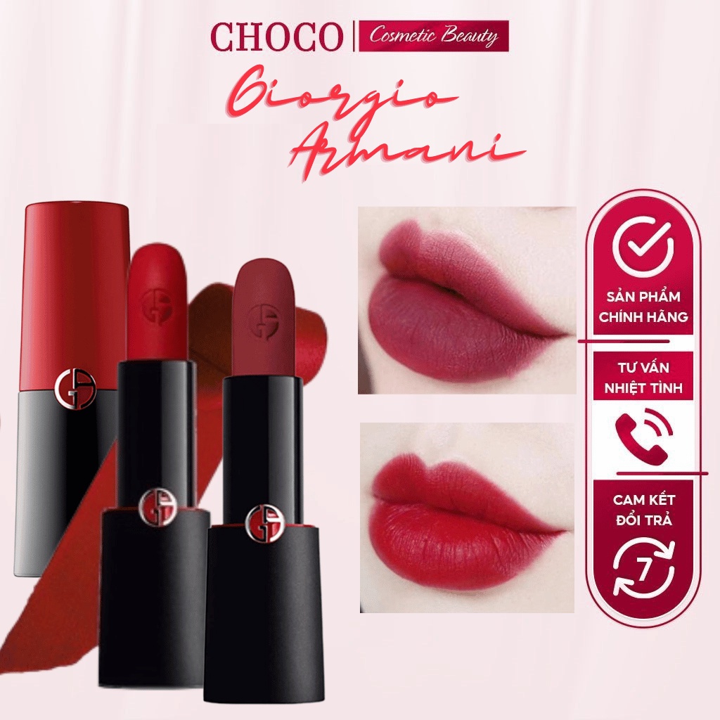 Son kem lì giorgio armani right chính hãng màu cam đất mini 201 400, son kem đỏ gạch 405