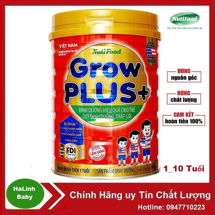 Sữa Nutifood Grow plus + FDI Đỏ/Xanh 900g [cho trẻ 1_10 tuổi]