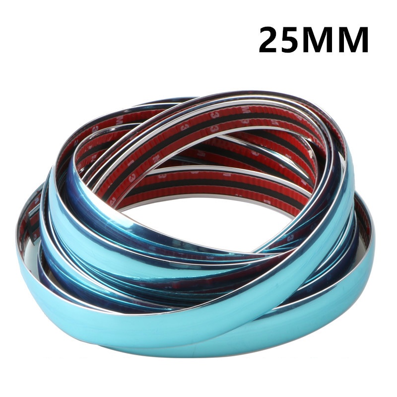 Cuộn Nẹp Viền 2.5cm Trang Trí Chân Kính Ô Tô Mạ Crom Khổ 2,5cm x 12m