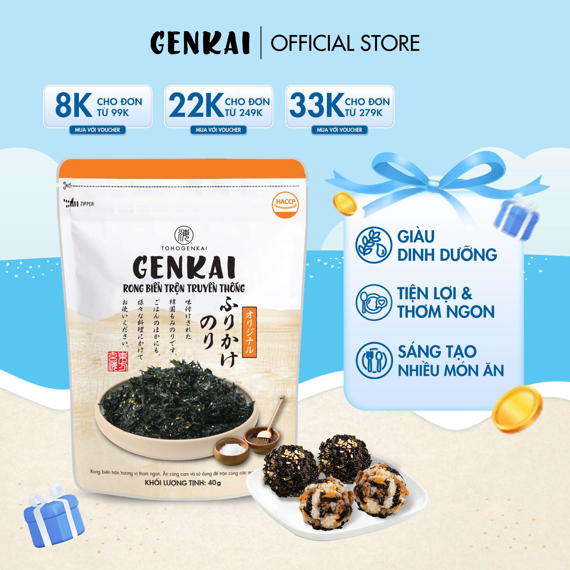  Rong Biển Trộn Cơm GENKAI Truyền thống 40g 