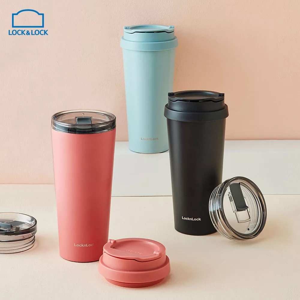 Ly giữ nhiệt/ Bình giữ nhiệt Lock&Lock có 2 nắp thay thế New Clip Tumbler 540ml LHC4279