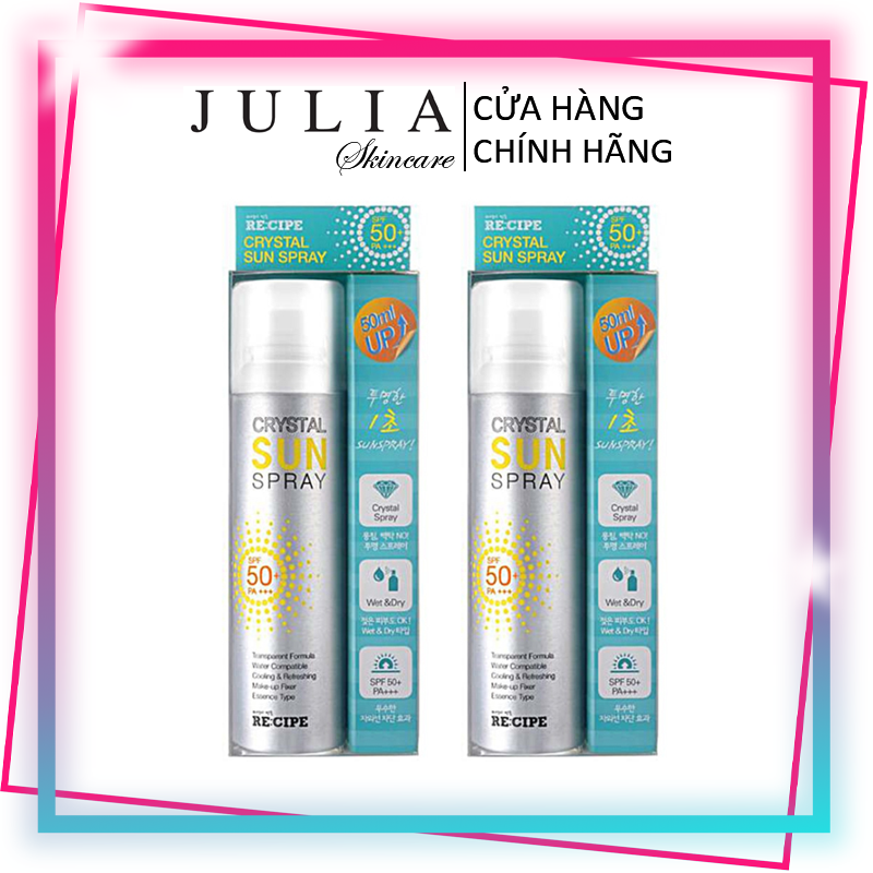 Xịt chống nắng Recipe Crystal Sun Pray SPF50+. dưỡng ẩm, bảo vệ da