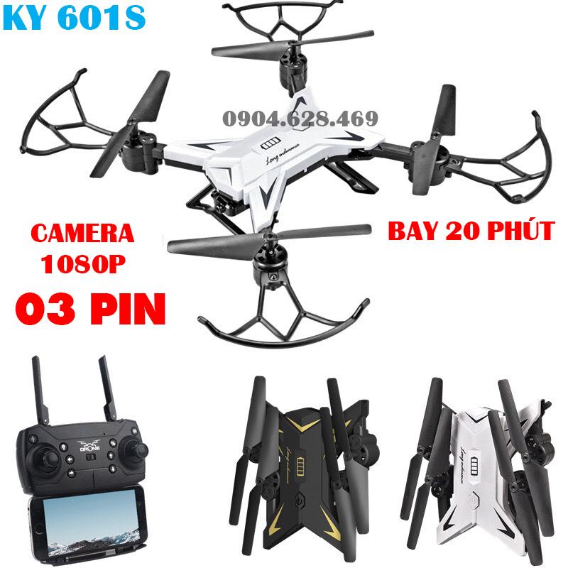 [Bộ 03 pin] Flycam KY601S Pin bay 20 phút, Cánh Gập Camera WIFI FPV Full HD 1080p Truyền Hình Ảnh Về Điện Thoại. Flycam pin trâu. flycam giá rẻ. Máy bay không người lái