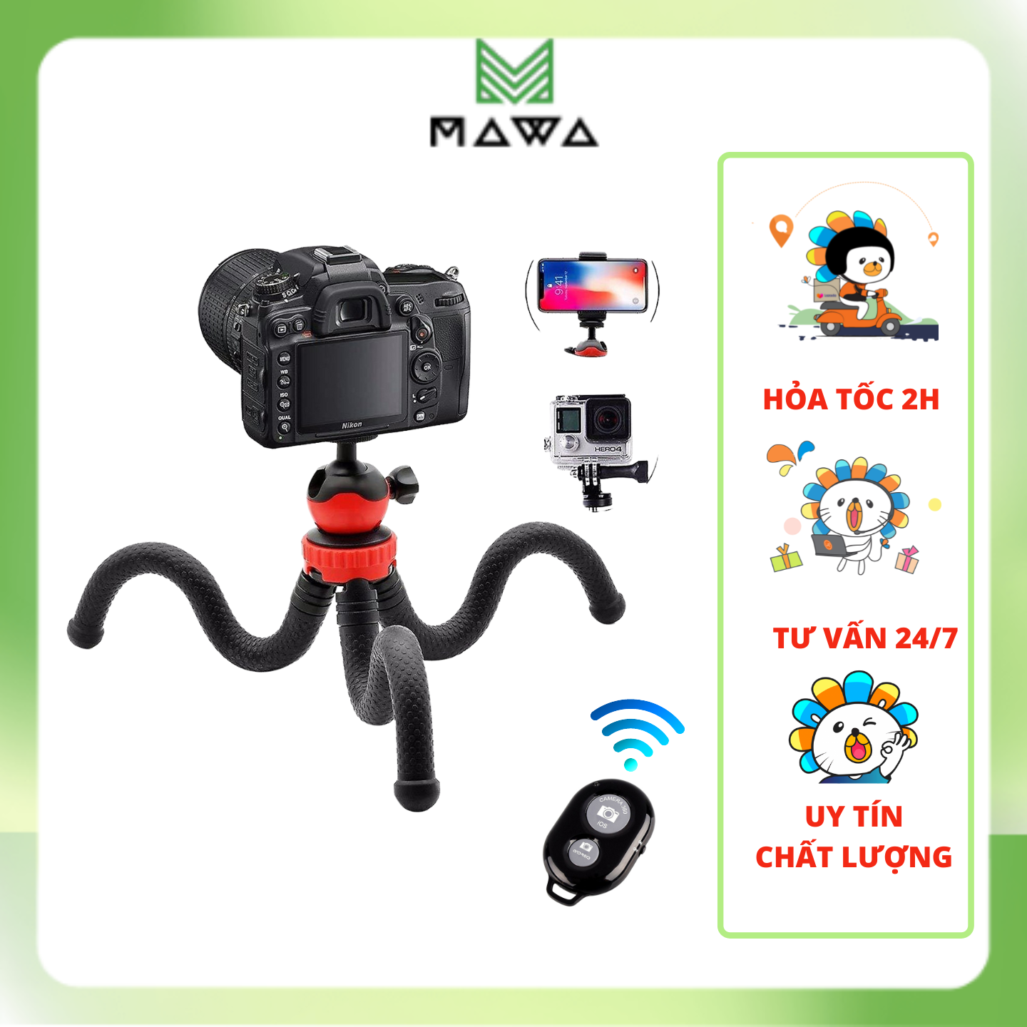 Giá đỡ điện thoại/máy ảnh Selfiecom MT04 dạng tripod 3 chân bạch tuộc uốn dẻo
