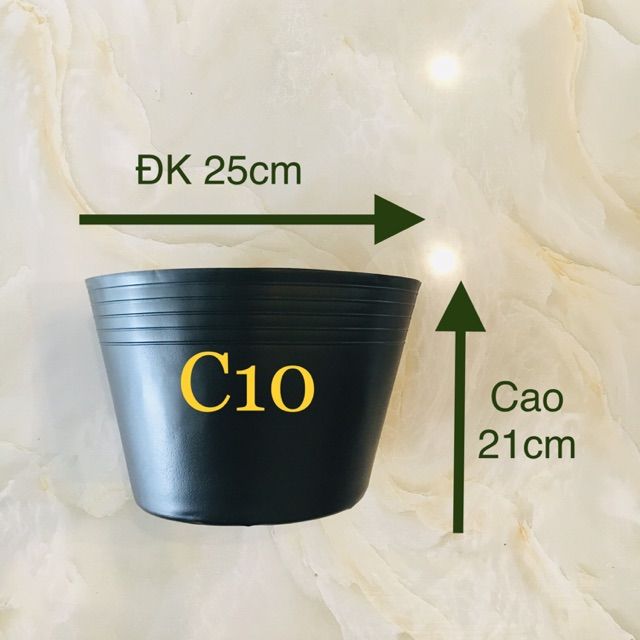 [HCM]Combo 10 chậu nhựa đen size C10 KT: 25x19.5x20cm mềm dẻo bền đẹp