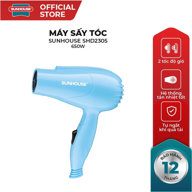 [GIÁ SỐC ĐẾN 20/10 ] Máy sấy tóc SUNHOUSE SHD2305 xanh , bảo hành toàn quốc 12 tháng