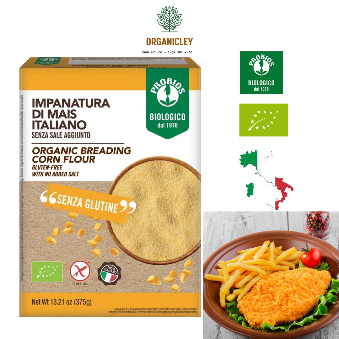 Bột Chiên Xù Hữu Cơ Probios Organic Breading Corn Flour Chính Hãng 375g - Bột Chiên Xù - Organicley