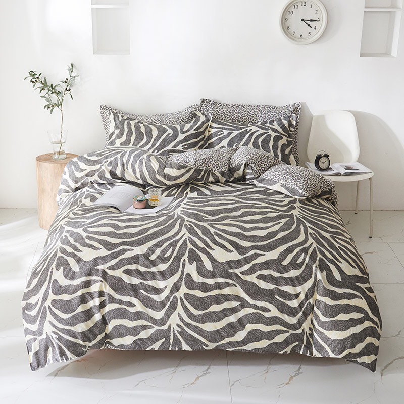 Bộ chăn ga gối cotton poly nhập khẩu mẫu ngựa vằn - emly bedding