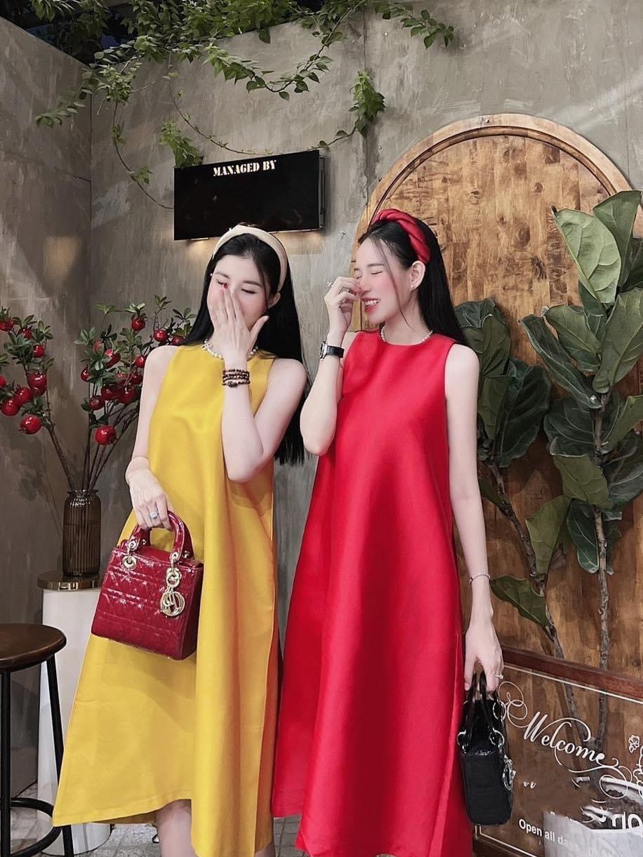 Váy suông - đầm suông v05 lụa yếm dáng a sang chảnh
