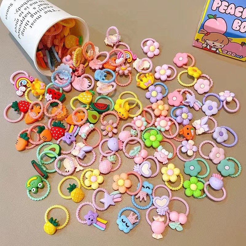 Set 50 dây buộc tóc, chun buộc tóc cột tóc xinh đẹp co dãn tốt dễ thương cho bé gái
