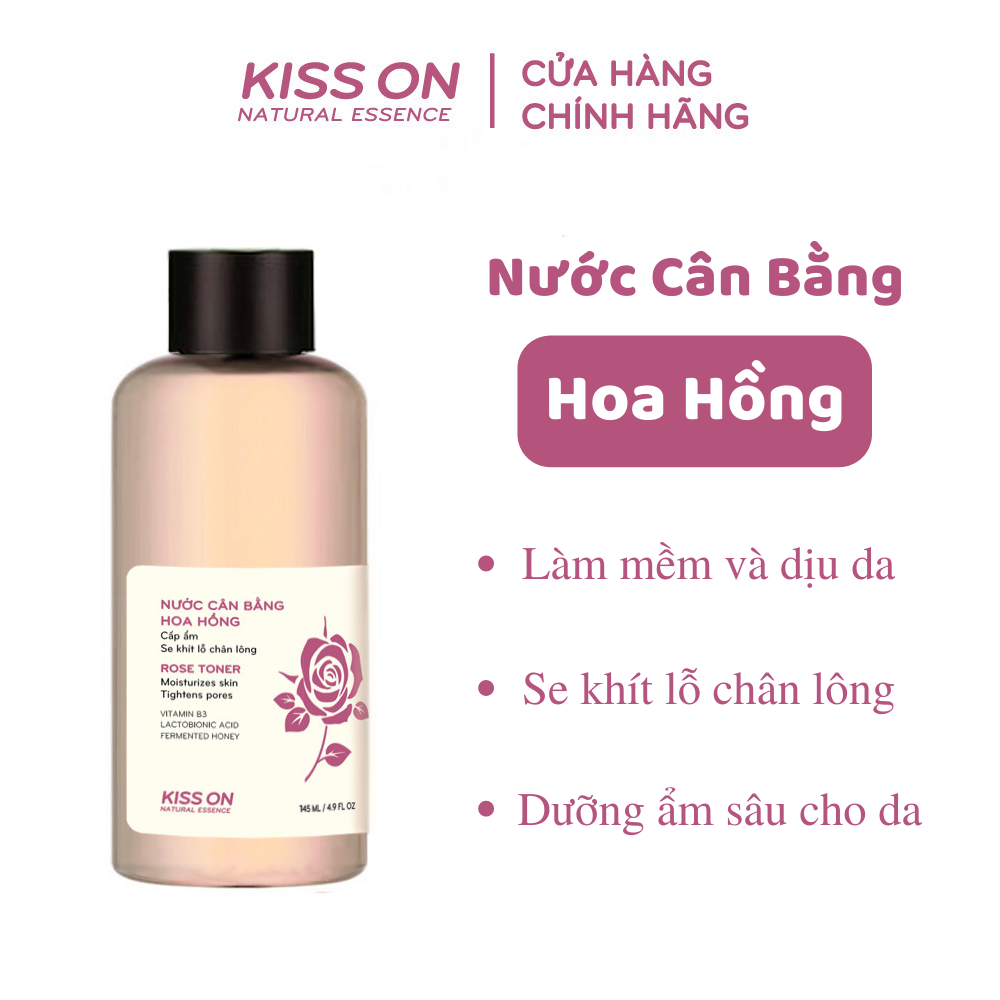 Nước cân bằng hoa hồng KISSON 145ml làm mềm sâu cho da và dịu, da dưỡng ẩm chuyên sâu và se khít lỗ chân lông từ sâu bên trong
