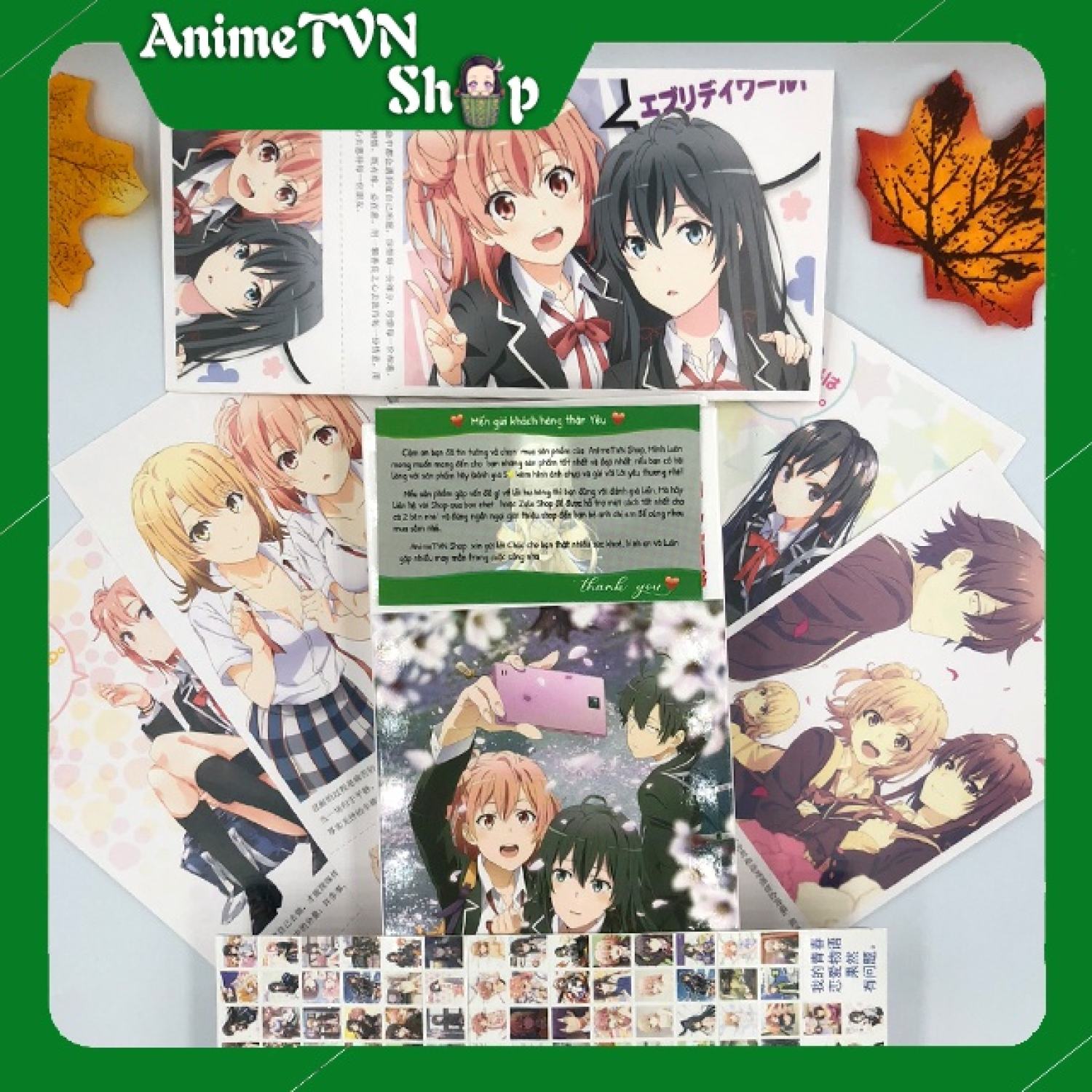 Hộp Postcard Bưu thiếp Trọn bộ 340 Hình có Sticker Anime Manga Yahari Ore