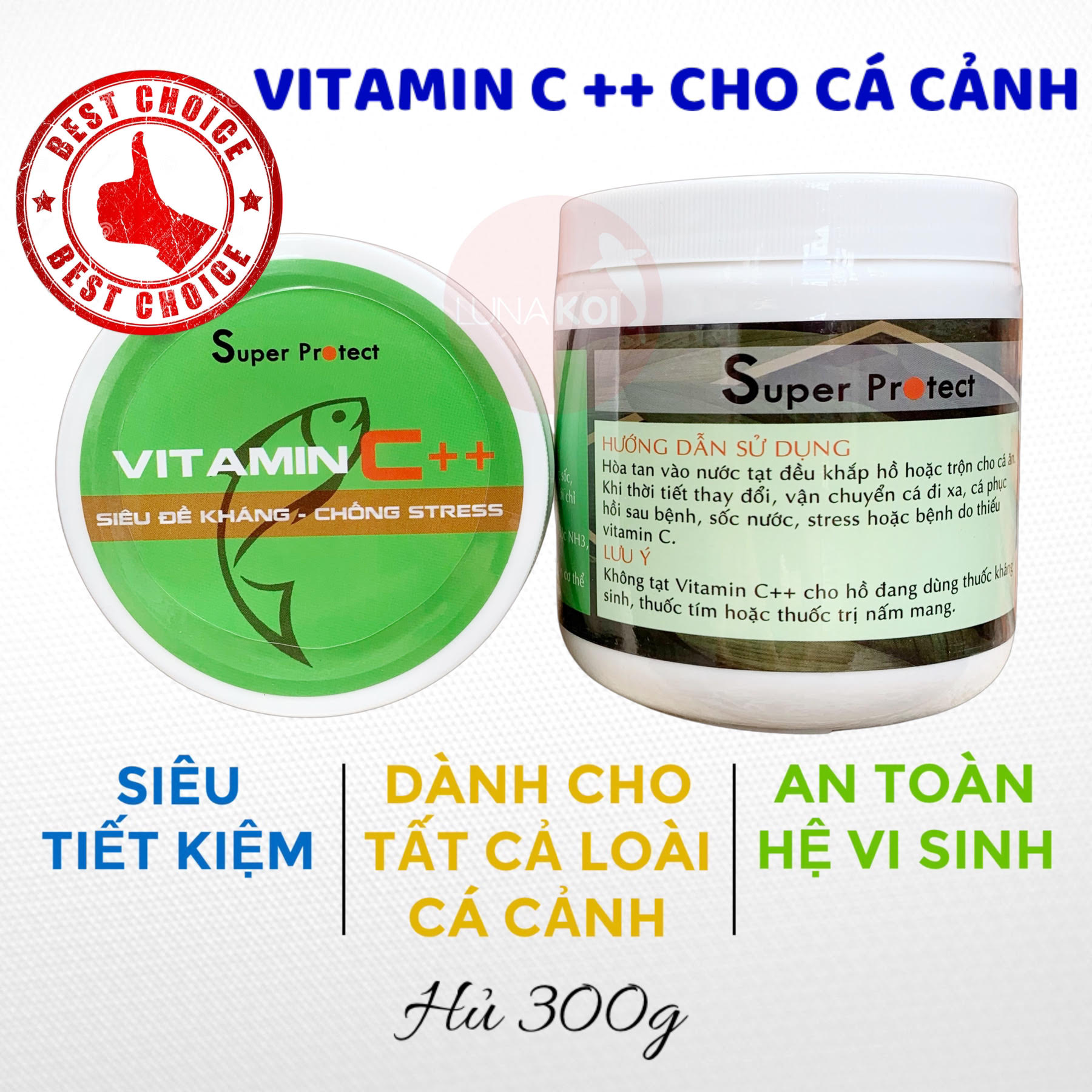 Vitamin C ++ Siêu tăng đề kháng cho cá cảnh, chống Stress, chống sốc chuyên dụng cho cá Koi Super Protect